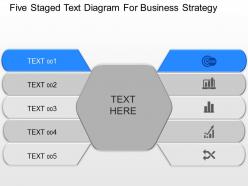 Five staged text diagram for business strategy powerpoint template slide Five staged text diagram for business strategy powerpoint template slide
