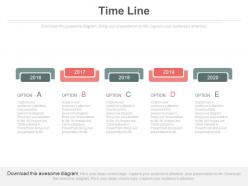 Five staged timeline for year based result analysis powerpoint slides