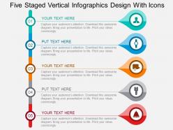Five staged vertical infographics design with icons flat powerpoint design