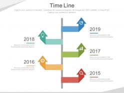 Five staged year based timeline diagram powerpoint slides