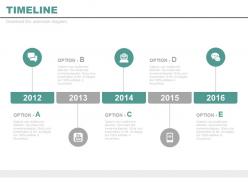 Five staged year based timeline for business powerpoint slides