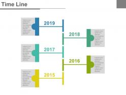 Five staged year tags timeline powerpoint slides