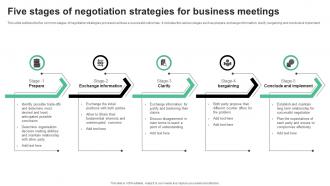 Five Stages Of Negotiation Strategies For Business Meetings