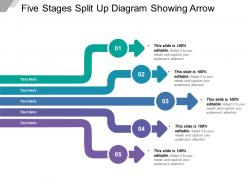 Five stages split up diagram showing arrow