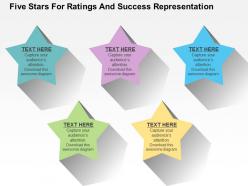 Five stars for ratings and success representation flat powerpoint design