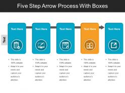 Five step arrow process with boxes