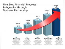 Five step financial progress infographic through business partnership