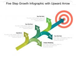 Five step growth infographic with upward arrow