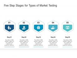 Five step stages for types of market testing infographic template