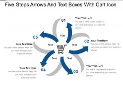 Five steps arrows and text boxes with cart icon