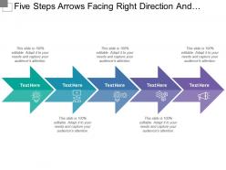 Five steps arrows facing right direction and text boxes