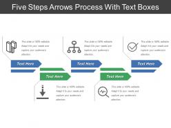 Five steps arrows process with text boxes