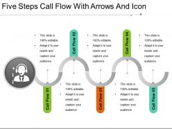 Five steps call flow with arrows and icon