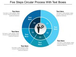 Five steps circular process with text boxes
