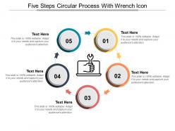 Five steps circular process with wrench icon