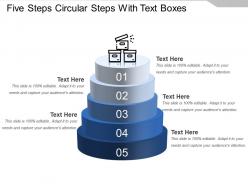 Five steps circular steps with text boxes
