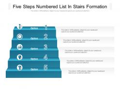 Five steps numbered list in stairs formation