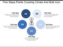 Five steps points covering circles and bulb icon