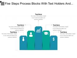 Five steps process blocks with text holders and icons