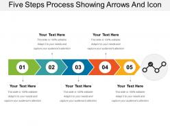 Five steps process showing arrows and icon