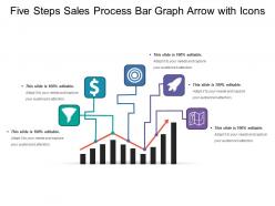 Five steps sales process bar graph arrow with icons