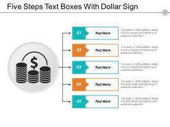 Five steps text boxes with dollar sign