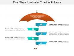 Five steps umbrella chart with icons