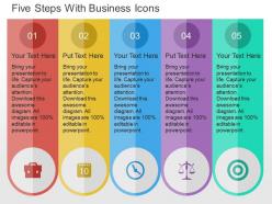 Five steps with business icons flat powerpoint design