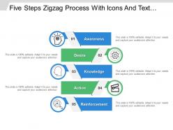 Five steps zigzag process with icons and text holders