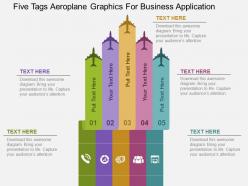 Five tags aeroplane graphics for business application flat powerpoint design