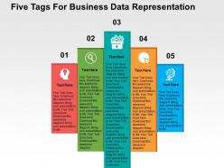 Five tags for business data representation flat powerpoint design