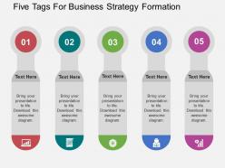 Five tags for business strategy formation flat powerpoint design