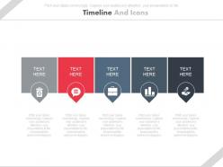 Five Tags For Business Timeline And Icons Powerpoint Slides