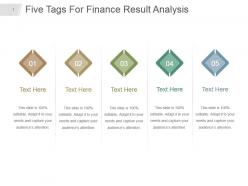 Five tags for finance result analysis powerpoint slideshow
