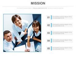 Five tags for team management mission powerpoint slides