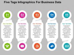Five tags infographics for business data flat powerpoint design