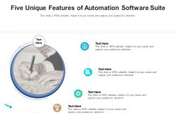 Five unique features of automation software suite infographic template