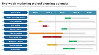 Five Week Marketing Project Planning Calendar