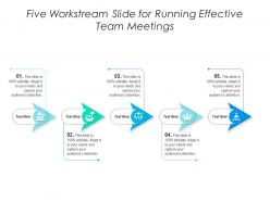 Five workstream slide for running effective team meetings infographic template