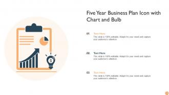 Five Year Business Plan Icon With Chart And Bulb