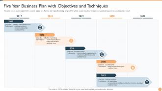 Five Year Business Plan With Objectives And Techniques