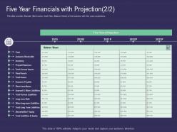 Five year financials with projection cash grid ppt powerpoint presentation layouts images