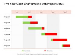Five year gantt chart timeline with project status ppt powerpoint presentation show