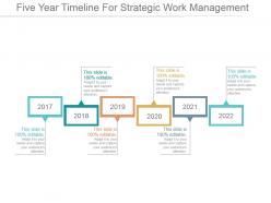 Five year timeline for strategic work management ppt background
