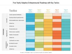 Five yearly adaptive entrepreneurial roadmap with key tactics