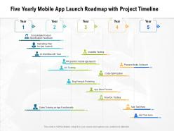 Five yearly mobile app launch roadmap with project timeline