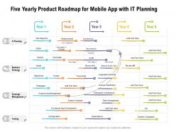 Five yearly product roadmap for mobile app with it planning