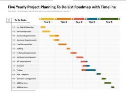 Five yearly project planning to do list roadmap with timeline