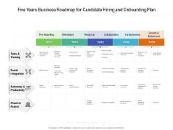Five years business roadmap for candidate hiring and onboarding plan