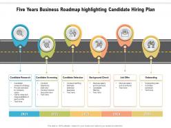 Five years business roadmap highlighting candidate hiring plan